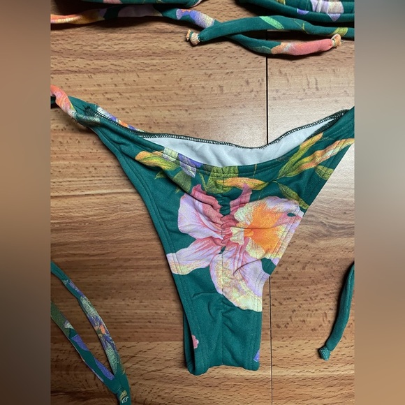 Green Floral Print Brazilian Bikini Set - Picture 2 of 10
